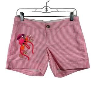 Lilly Pulitzer Seersucker Pink Stripe Sequin‎ Callahan Party Short NWT